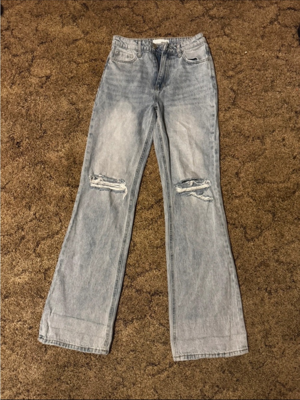 Light Wash Distressed Women's Flared Jeans